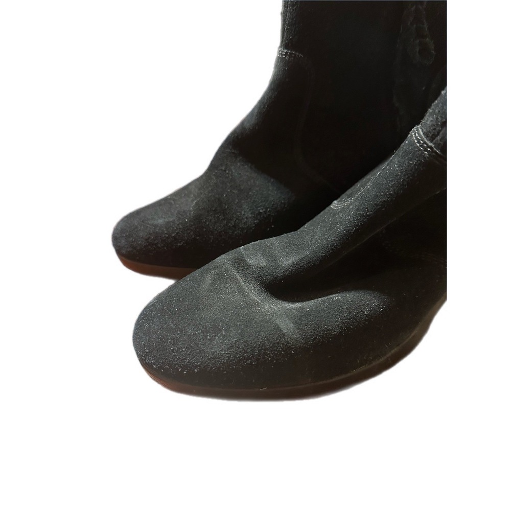 Crocs Black‎ Suede Wedge Ankle Boots Side Zip Booties Womens Size 11 - Picture 5 of 9